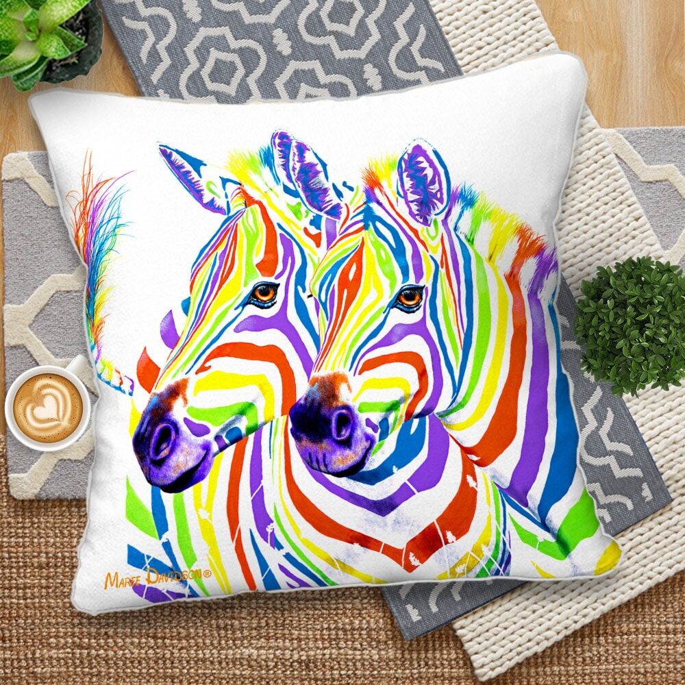Rainbow Zebras - European Cushion Cover - Image 1