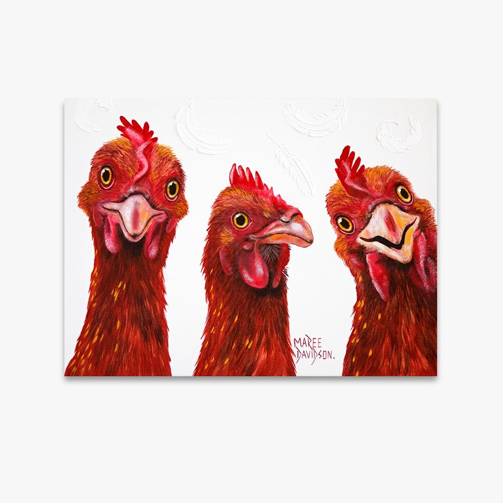Barnyard Buddies the Hens - Canvas Print - Image 1