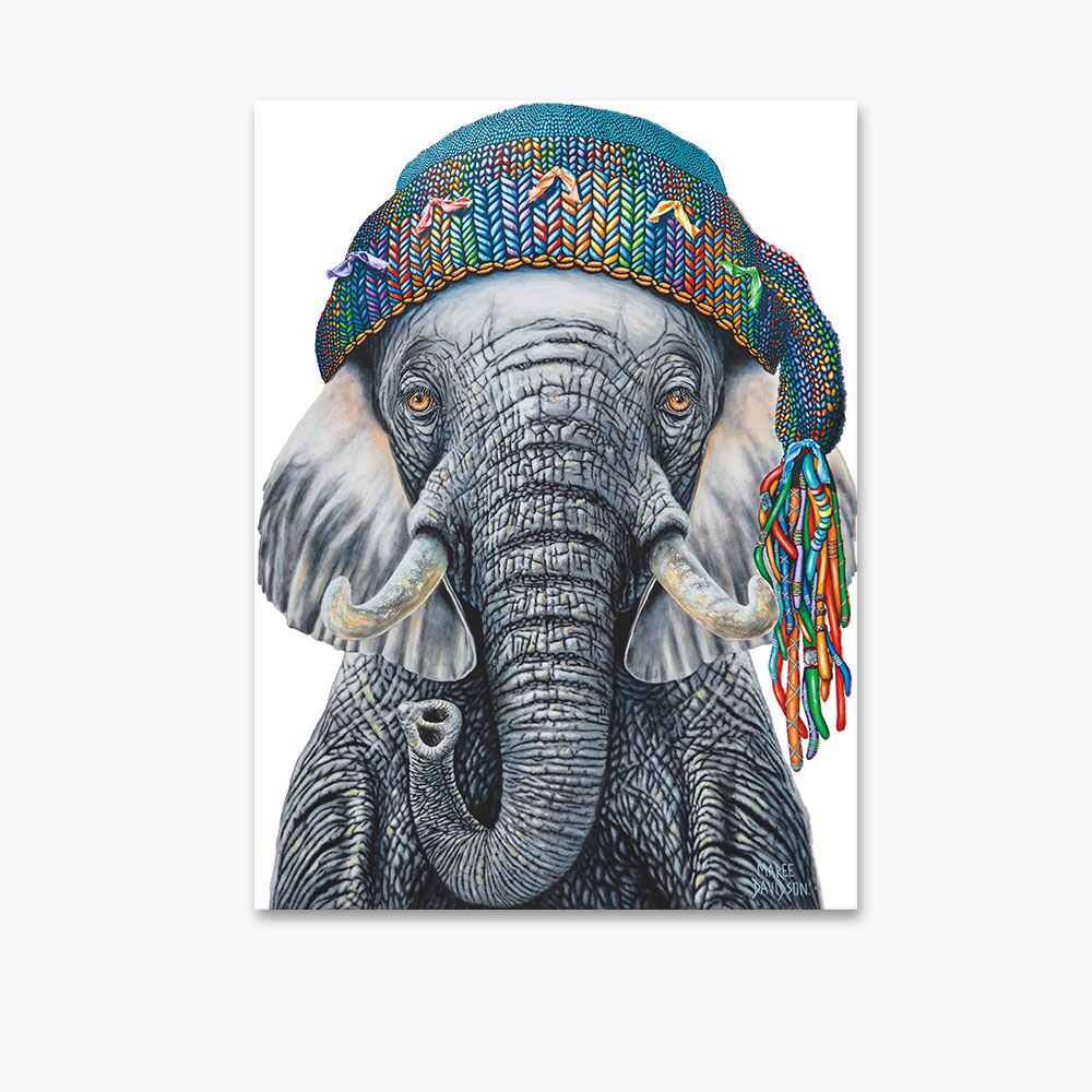 canvas-white-bg-6.jpg Ronnie the Hippie Elephant - Canvas Print - Image 1