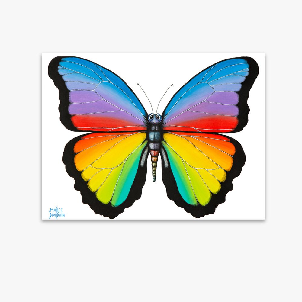 Twiggy the Rainbow Butterfly - Canvas Print - Image 1