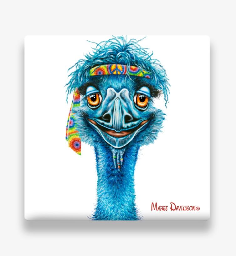 Ernie the Hippie Emu - Ceramic Coaster - Image 1