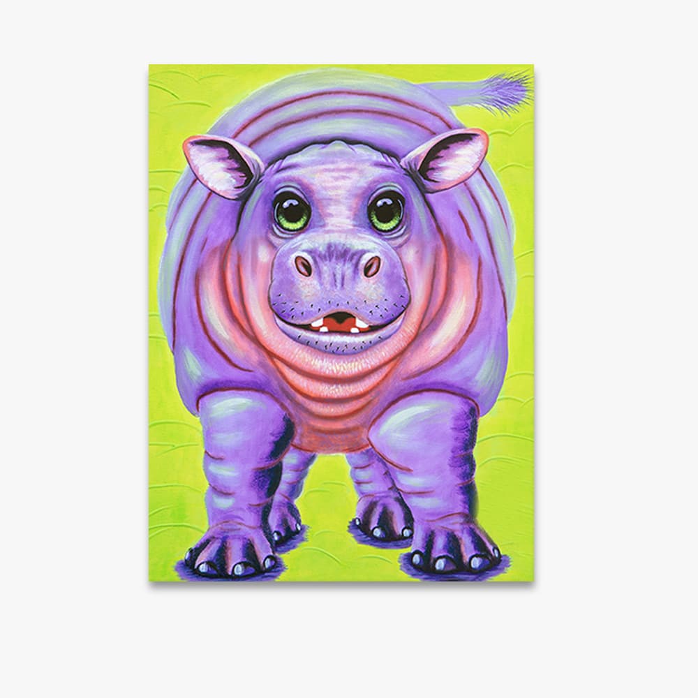 Happy Hippo - Canvas Print - Image 1