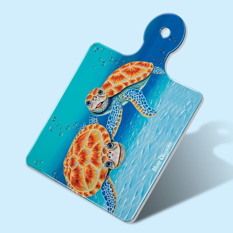 Happy Together the Turtles - Ceramic Square Trivet with Handle - Image 1