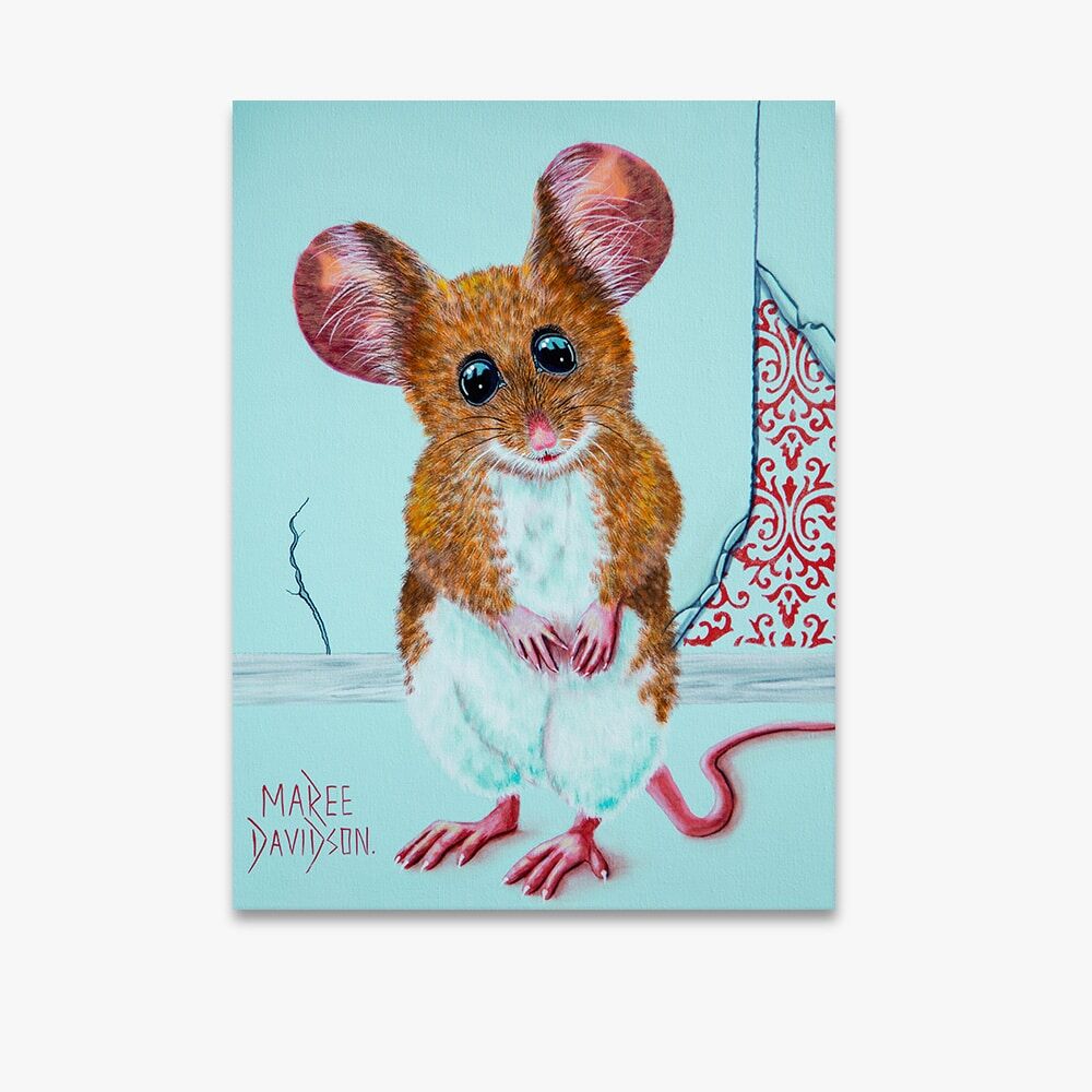 Little House Guest the Mouse - Canvas Print - Image 1