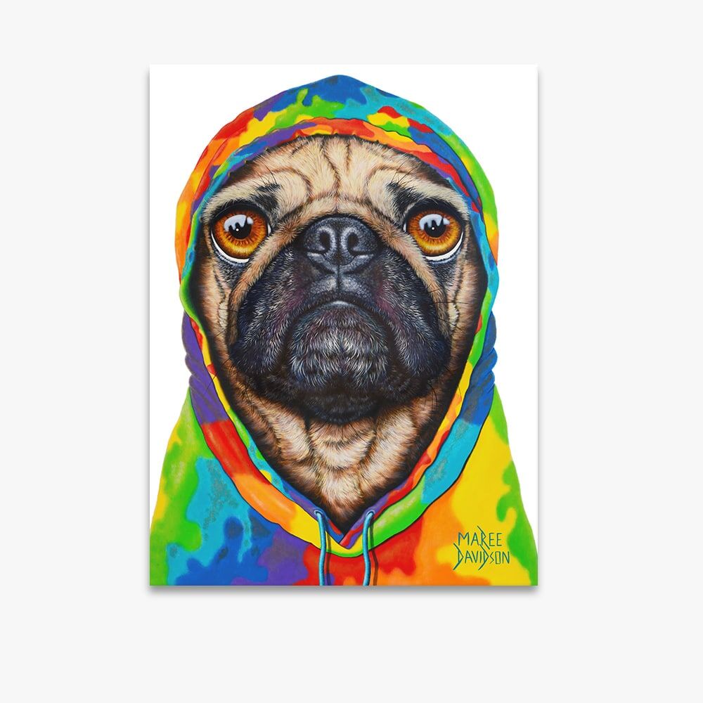 Pug 4 Life the Hoodie Dog - Canvas Print - Image 1