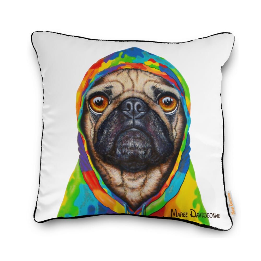 Pug 4 Life the Hoodie Dog - Cushion Cover - Image 1