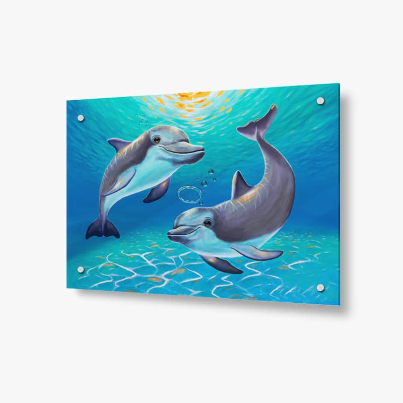 Two Dolphins - Acrylic Glass Panel - Image 1