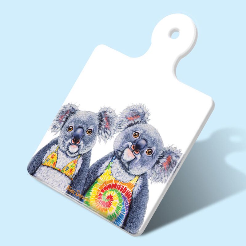 Chillin Downunder the Koalas - Ceramic Square Trivet with Handle - Image 1